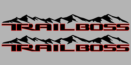 Pair of Trail Boss with Mountains Dual Color Decals (Long)